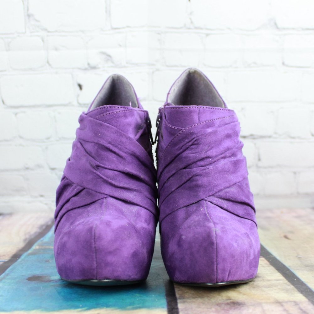 G By Guess Purple Suede Slouch Stiletto Side Zip Fashion Booties 8.5 M - Picture 4 of 8